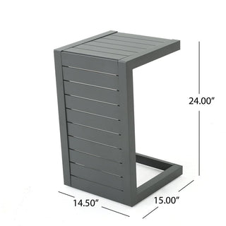 Modern Outdoor C-Shaped Side Table For Patio And Poolside