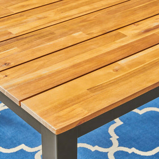 71"L Acacia Wood Patio Table, Outdoor Farmhouse Bistro Table for Yard, Garden, Poolside, Deck