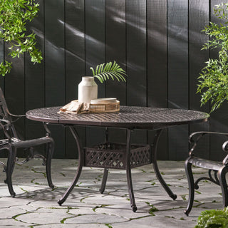 Outdoor Expandable Aluminum Dining Table – Hammered Bronze Finish