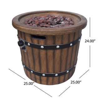 25" Round MGO Propane Fire Pit, 40,000 BTU Outdoor Gas Fire Table for Patio & Backyard