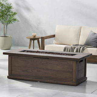56'' Rectangular Outdoor MGO 50,000 BTU Propane Fire Pit,  Wood-Looking (Tank Cover not Included)