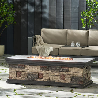 Rectangular MGO Propane Fire Pit, 50,000 BTU Outdoor Gas Fire Table for Patio & Backyard