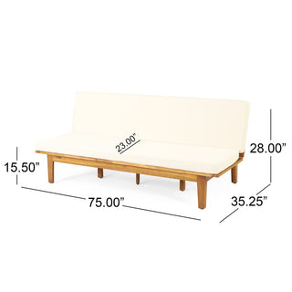 Acacia Wood Outdoor Daybed With Slatted Design And Waterproof Cushions