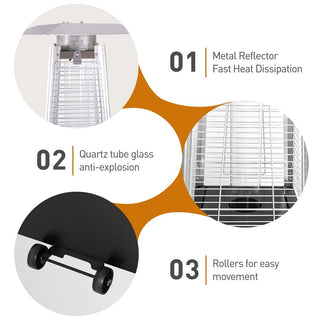 48,000 BTU Outdoor Heaters for Patio Propane with Detachable Wheels, Protective Cover