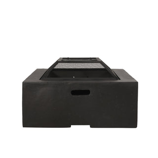 Outdoor 29" Square MgO Wood- Burning Fire Pit, Dark Gray