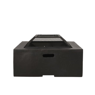 Outdoor 29" Square MgO Wood- Burning Fire Pit, Dark Gray
