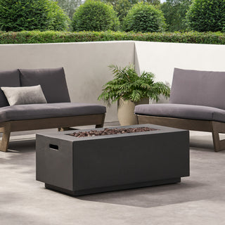 40" Outdoor 40,000 BTU Rectangular MgO Concrete Propane Fire Pit, Light Gray/Dark Gray  (Tank Cover not Included)