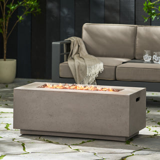 40" Outdoor 40,000 BTU Rectangular MgO Concrete Propane Fire Pit, Light Gray/Dark Gray  (Tank Cover not Included)