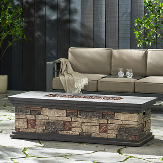 Rectangular MGO Propane Fire Pit, 50,000 BTU Outdoor Gas Fire Table for Patio & Backyard
