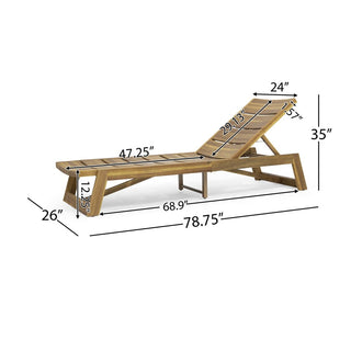 Outdoor Adjustable Lounge Chair With Acacia Wood Frame