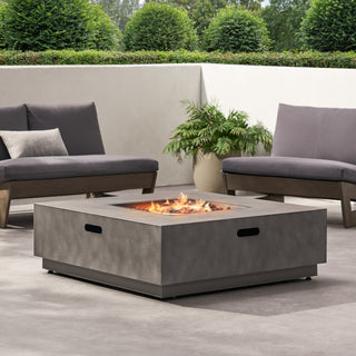 Square Iron Propane Fire Pit Table, 50,000 BTU Outdoor Gas Heater for Patio Gathering