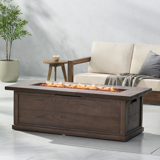 56'' Rectangular Outdoor MGO 50,000 BTU Propane Fire Pit,  Wood-Looking (Tank Cover not Included)