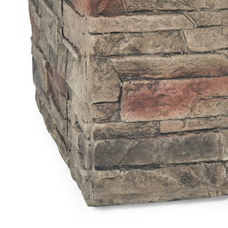 32'' STONE SQUARE MGO FIRE PIT W/ GREY TOP- 40,000 BTU