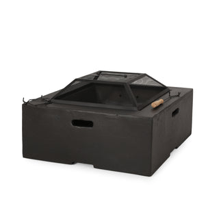 Outdoor 29" Square MgO Wood- Burning Fire Pit, Dark Gray