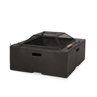 Outdoor 29" Square MgO Wood- Burning Fire Pit, Dark Gray