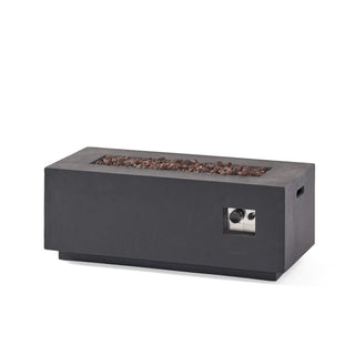 40" Outdoor 40,000 BTU Rectangular MgO Concrete Propane Fire Pit, Light Gray/Dark Gray  (Tank Cover not Included)