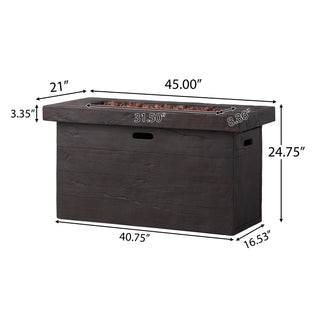 45 Inch Rectangular MGO Fire Pit – 50,000 BTU Outdoor Propane Gas Heater