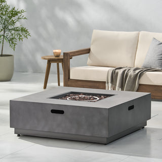 Square Iron Propane Fire Pit Table, 50,000 BTU Outdoor Gas Heater for Patio Gathering