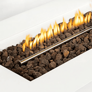 Outdoor Rectangle Propane Fire Pit Table 60inch, 60,000 BTU Concrete Fire Table with Waterproof Cover, Auto-Ignition, Free Lava Rocks