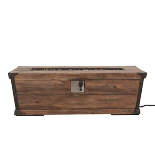 Outdoor Patio Concrete Fire table, Rectangle Gas Burning 56-Inch Fire Pit - 50,000 BTU, Wood Pattern Fire Table, Wood-Looking (Tank Cover not Included)