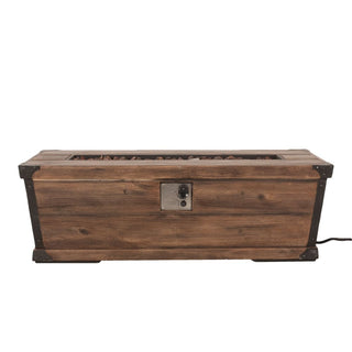 Outdoor Patio Concrete Fire table, Rectangle Gas Burning 56-Inch Fire Pit - 50,000 BTU, Wood Pattern Fire Table, Wood-Looking (Tank Cover not Included)