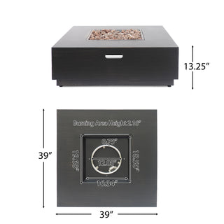 Mondawe 40-Inch Square Propane Fire Pit Table, Outdoor Gas Fire Pit for Patio & Backyard