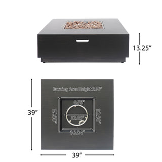 Mondawe 40-Inch Square Propane Fire Pit Table, Outdoor Gas Fire Pit for Patio & Backyard