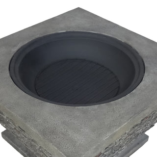 32" MgO Light-Weight Concrete Wood Burning Square Fire Pit, Grey