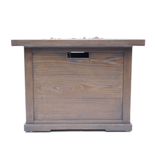 Outdoor Patio 24'' H x 32'' W Square Gas Burning MgO Fire Pit (Tank Inside), Wood-Looking - 40,000 BTU