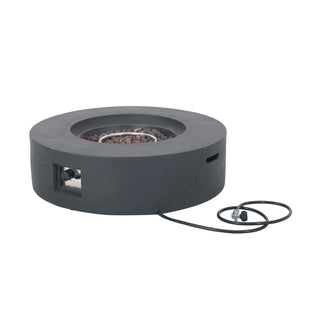 Outdoor 50,000 BTU Round MgO Concrete Propane Fire Pit, Light Gray/Dark Gray  (Tank Cover not Included)