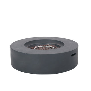 Outdoor 50,000 BTU Round MgO Concrete Propane Fire Pit, Light Gray/Dark Gray  (Tank Cover not Included)