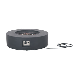 Outdoor 50,000 BTU Round MgO Concrete Propane Fire Pit, Light Gray/Dark Gray  (Tank Cover not Included)