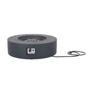 Outdoor 50,000 BTU Round MgO Concrete Propane Fire Pit, Light Gray/Dark Gray  (Tank Cover not Included)
