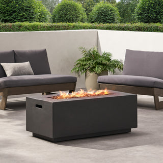 40" Outdoor 40,000 BTU Rectangular MgO Concrete Propane Fire Pit, Light Gray/Dark Gray  (Tank Cover not Included)