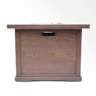 Outdoor Patio 24'' H x 32'' W Square Gas Burning MgO Fire Pit (Tank Inside), Wood-Looking - 40,000 BTU