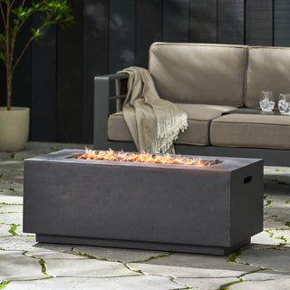 40" Outdoor 40,000 BTU Rectangular MgO Concrete Propane Fire Pit, Light Gray/Dark Gray  (Tank Cover not Included)