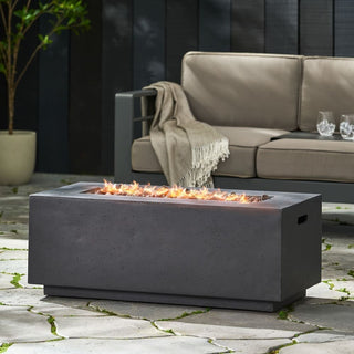 40" Outdoor 40,000 BTU Rectangular MgO Concrete Propane Fire Pit, Light Gray/Dark Gray  (Tank Cover not Included)
