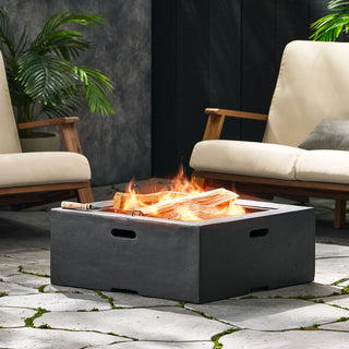 Outdoor 29" Square MgO Wood- Burning Fire Pit, Dark Gray