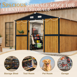 10X12 FT Outdoor Steel Storage Shed with Lockable Doors, 2 Windows, Garden Shed Ideal for Backyard, Patio Storage,Chicken Coop
