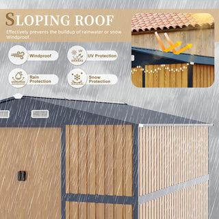 10X12 FT Outdoor Steel Storage Shed with Lockable Doors, 2 Windows, Garden Shed Ideal for Backyard, Patio Storage,Chicken Coop