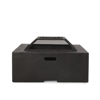 Outdoor 29" Square MgO Wood- Burning Fire Pit, Dark Gray
