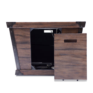 Outdoor Patio 24'' H x 32'' W Square Gas Burning Concrete Fire Pit Wood Pattern -Wood-Looking - 40,000 BTU (Tank Inside)