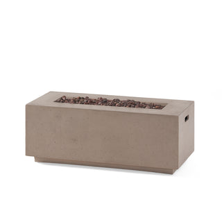 40" Outdoor 40,000 BTU Rectangular MgO Concrete Propane Fire Pit, Light Gray/Dark Gray  (Tank Cover not Included)