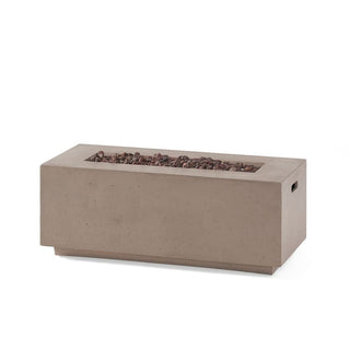 40" Outdoor 40,000 BTU Rectangular MgO Concrete Propane Fire Pit, Light Gray/Dark Gray  (Tank Cover not Included)