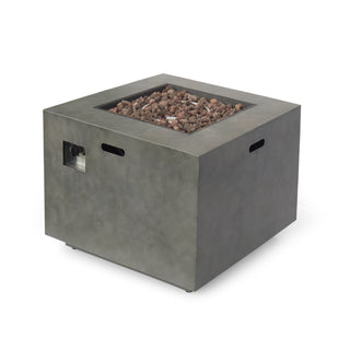 Outdoor Patio Propane Fire Pit 24'' H x 33'' W Square Iron Gas-burning Fire Pit - 50,000 BTU, Tank in side, Dark Grey/Stone Gray