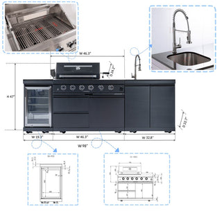 46-Inch Deluxe Outdoor Kitchen BBQ Island Grill, 4-Burner 72,000 BTU Stainless Steel Gas Grill