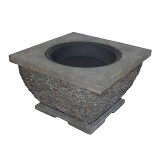32" MgO Light-Weight Concrete Wood Burning Square Fire Pit, Grey
