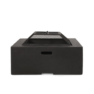 Outdoor 29" Square MgO Wood- Burning Fire Pit, Dark Gray