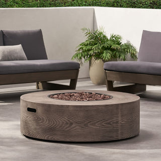 Round Iron Fire Pit – 50,000 BTU Outdoor Propane Gas Heater with External Tank Design