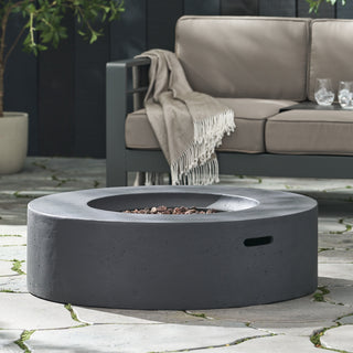 Outdoor 50,000 BTU Round MgO Concrete Propane Fire Pit, Light Gray/Dark Gray  (Tank Cover not Included)
